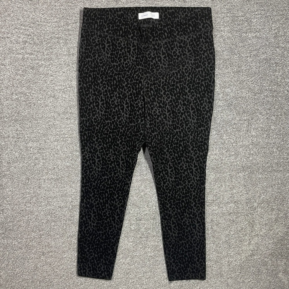 Old Navy Pants Womens L Stevie High Rise Black Leopard Print Flocked Velvet